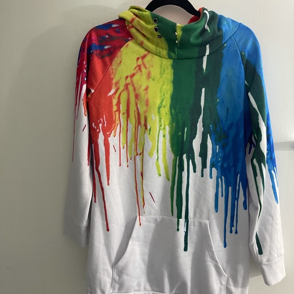 Rainbow color drip hooded sweatshirt - Picture 1 of 8